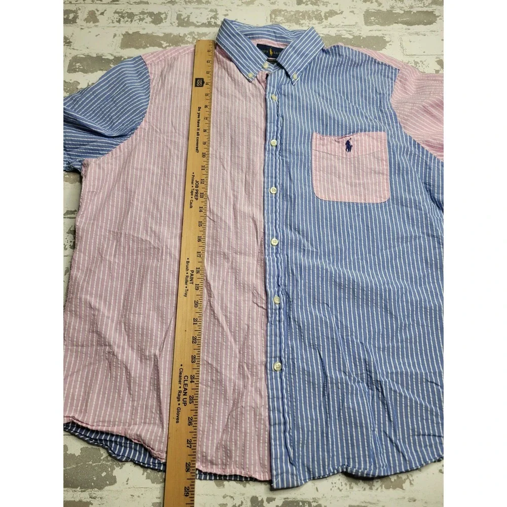 Polo Ralph Lauren Men's Classic Fit Untucked Fit Seersucker Button Down‎ XL